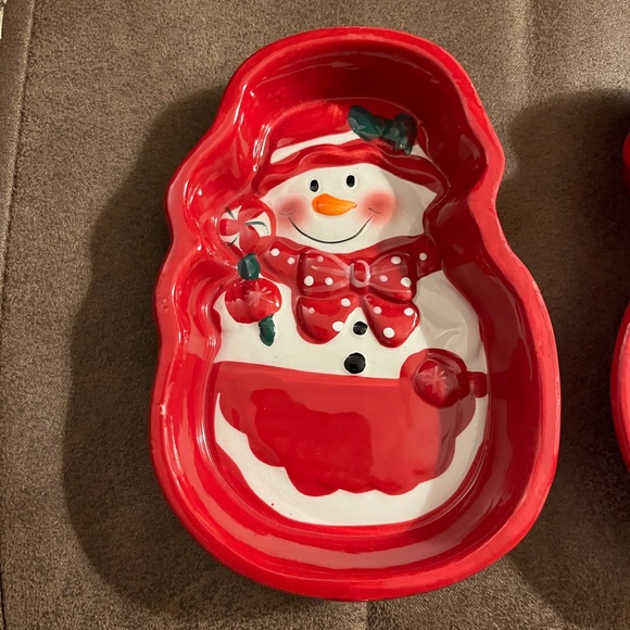 Glittering Goodies Ceramic Ramekins Red Snowmen 2 Pack Christmas Holiday - Picture 3 of 15